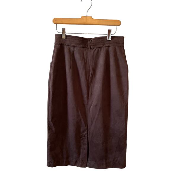 J McLaughlin Rowena Skirt Mocha Chocolate Brown Faux Suede 4 - Picture 6 of 8